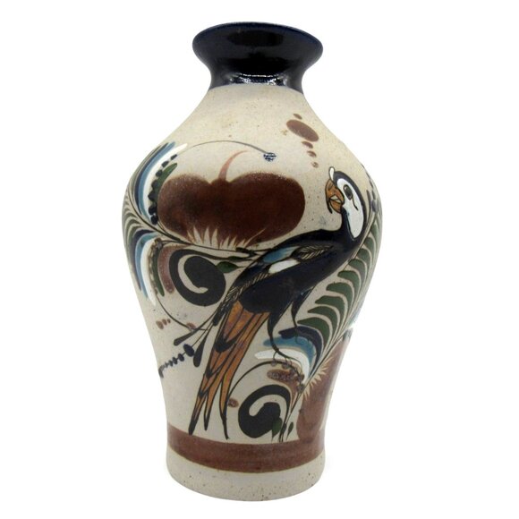 MEXICAN Ceramic Pottery VASE By MATEOS Mexico Bird Folk Art Hand Painted - Picture 3 of 10